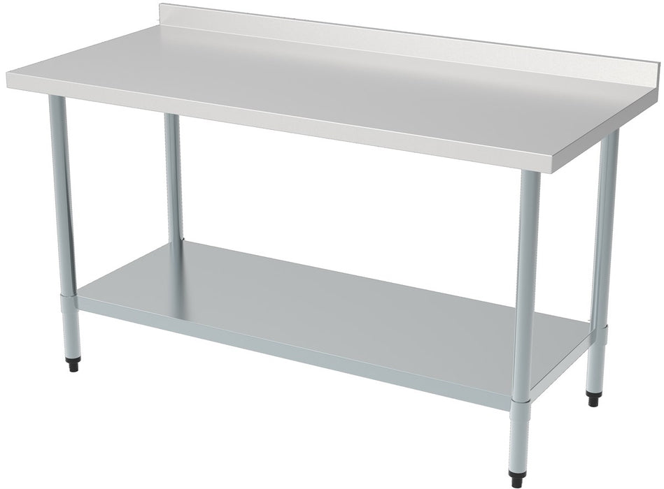 Stainless steel worktable with bottom shelf, 1200mm wide, flat packed