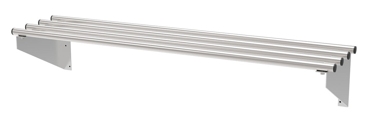 Combisteel stainless steel tube wall shelf, 1500mm wide with support brackets