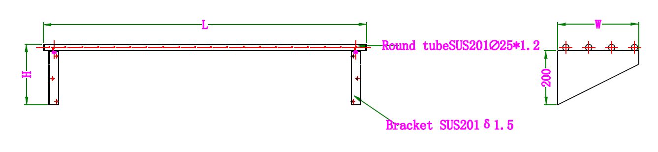 Combisteel stainless steel tube wall shelf, 1500mm wide with support brackets view 2