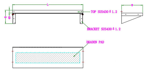 Combisteel stainless steel 900mm wall shelf with mounting brackets view 2