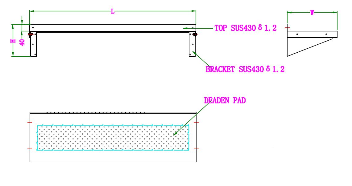 Combisteel stainless steel wall shelf with brackets, 1000mm wide, 400mm deep view 2