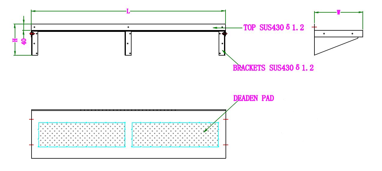 Stainless steel wall shelf 1200mm wide with mounting brackets included view 2