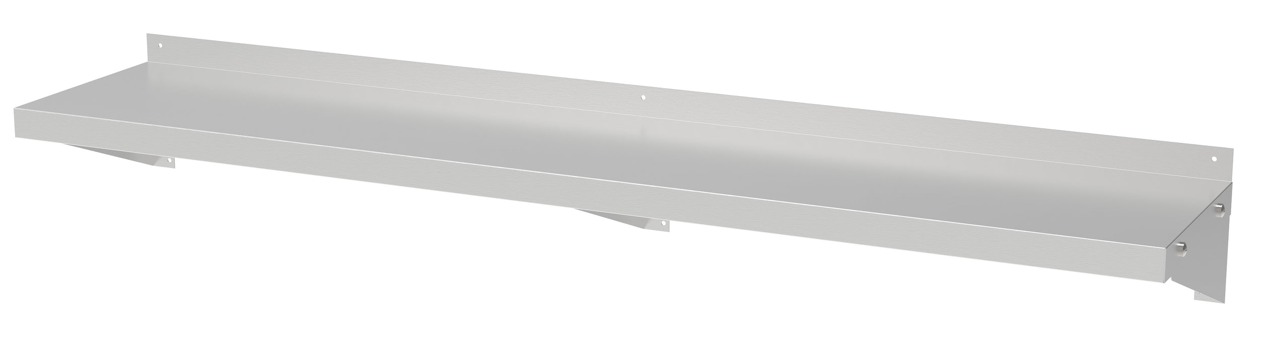 Stainless steel wall shelf with mounting brackets, 1600mm width