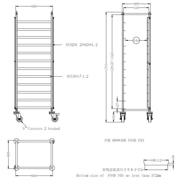 Combisteel Clearing Trolley Flat-Packed En 600X400