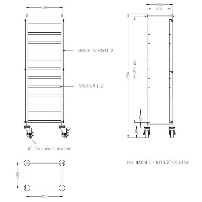 Combisteel Clearing Trolley Flat-Packed 1/1Gn