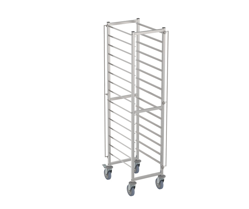 Stainless steel clearing trolley with multiple guides for 2/1 gastronorm plates