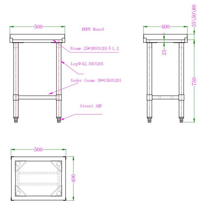 Combisteel Polyethylene Chopping Block 50MM Thickness