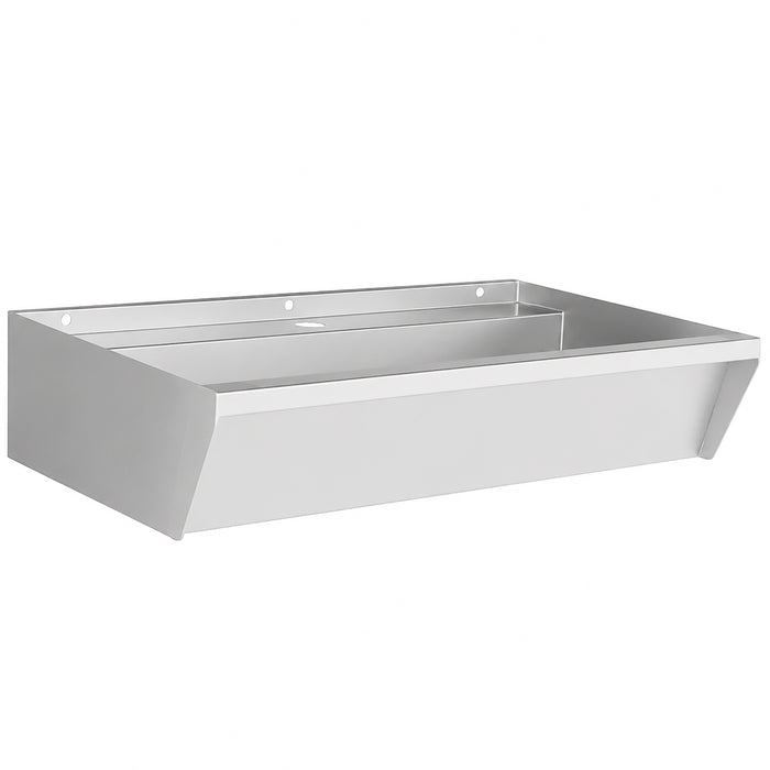 Stainless steel hand wash basin with single tap, 600mm wide
