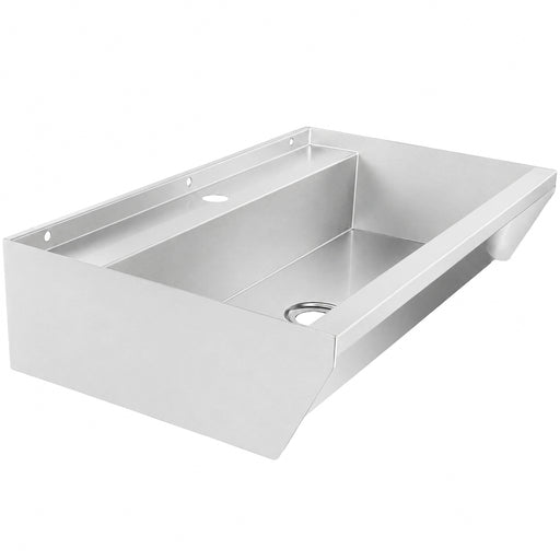 Stainless steel hand wash basin with single tap, 600mm wide view 2