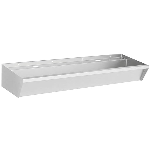 Stainless steel hand wash basin with two taps, 1200mm width