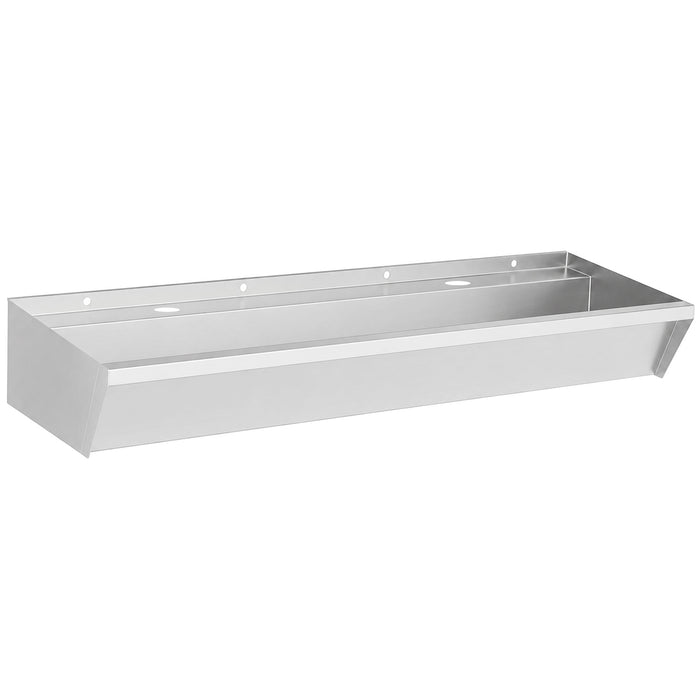 Stainless steel hand wash basin with two taps, 1200mm width