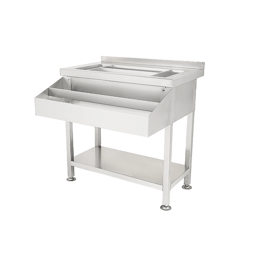 Stainless steel cocktail bar station with 900mm width, compact mixing counter. view 2