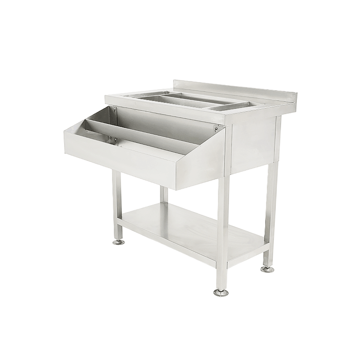 Stainless steel cocktail bar station with 900mm width, compact mixing counter. view 3