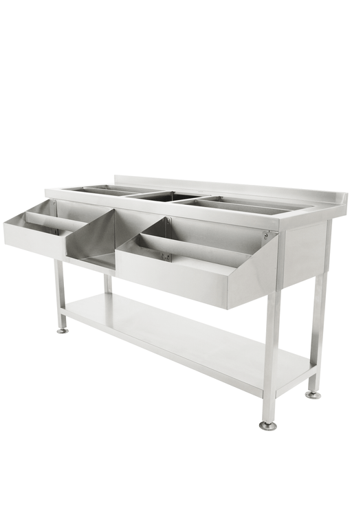 Stainless steel cocktail bar station with integrated sink and faucet view 2