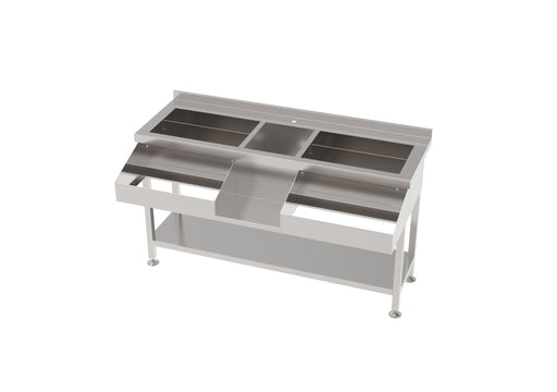 Stainless steel cocktail bar station with integrated sink and faucet