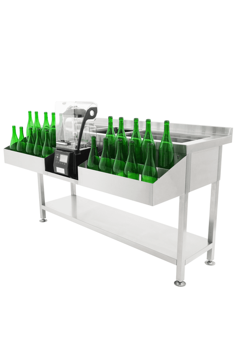 Stainless steel cocktail bar station with integrated sink and faucet view 3