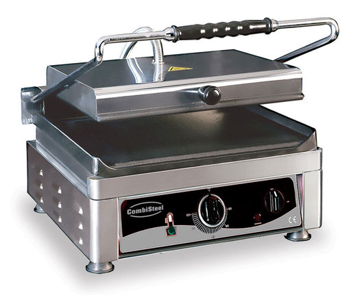 Combisteel stainless steel contact grill with smooth cast iron top plate and grease tray