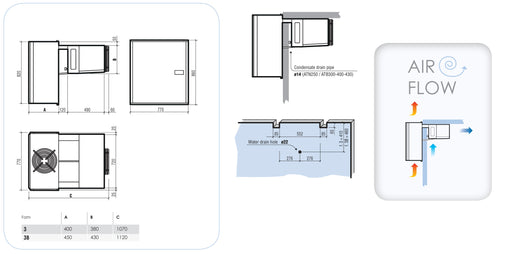 Combisteel UNIT 34 wall-mounted straddle-type positive fridge in stainless steel view 2