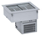 Drop-in ice bin with sliding Plexiglas lid, stainless steel construction, counter-mounted