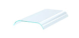 Curved glass overshelf with two display sides, compact countertop unit