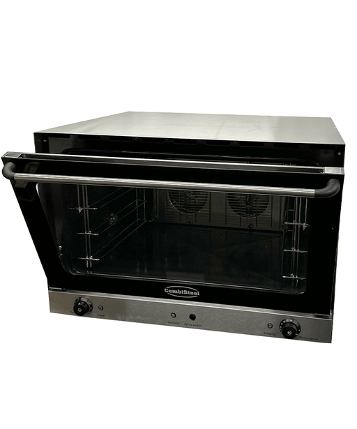 Stainless steel compact convection oven with glass door and four guide rails view 2