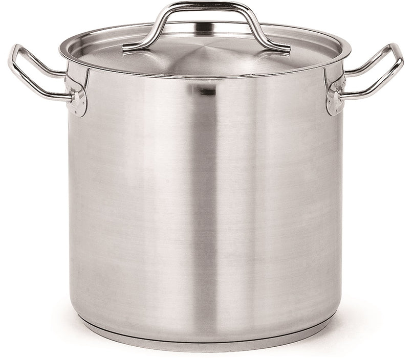 Stainless steel deep stockpot with matching lid, 28cm diameter, 17 litre capacity