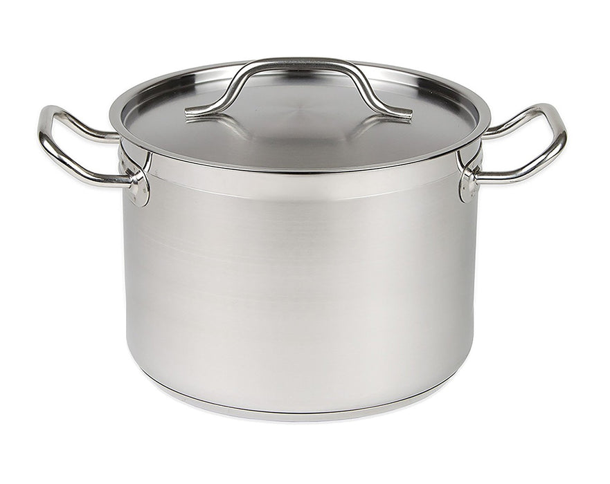 Stainless steel deep stockpot with fitted lid, 16 litre capacity