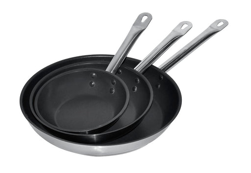 Stainless steel frypan with non-stick coating, 28cm diameter, shallow sides