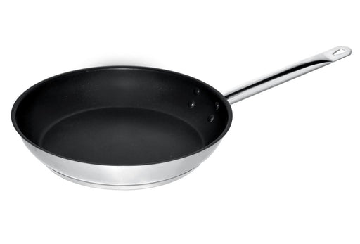 Stainless steel frypan with non-stick coating, 32cm diameter, shallow sides view 2