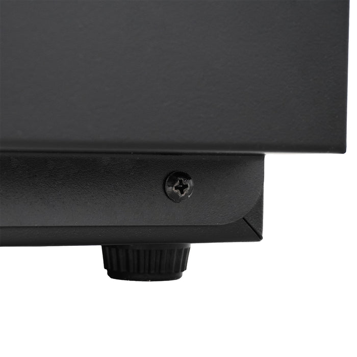 Black backbar fridge with two glass doors and LED interior lighting, 1434mm wide view 6