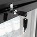 Black backbar fridge with two glass doors and LED interior lighting, 1434mm wide view 7