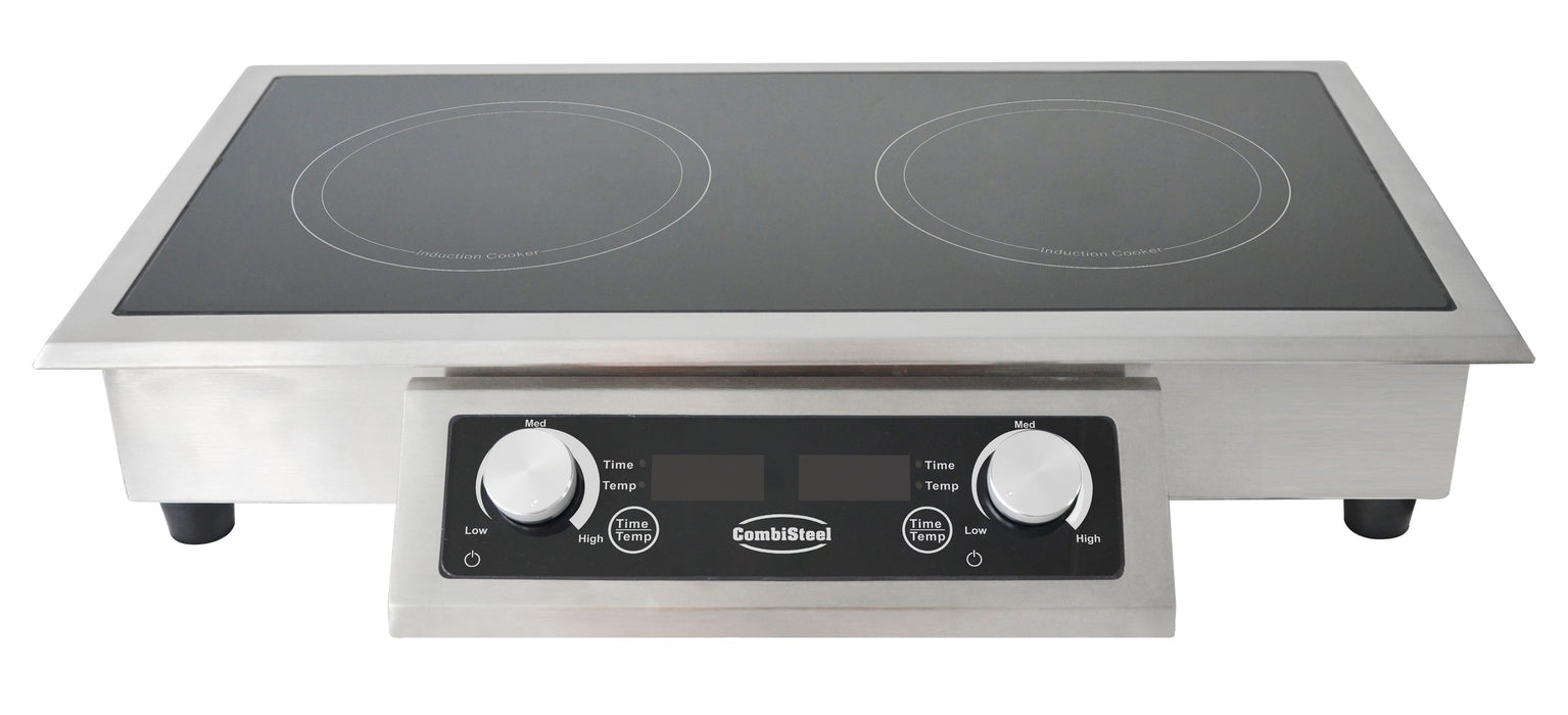Combisteel drop-in induction stove with two cooking hobs and knob controls