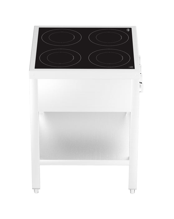Stainless steel four hob induction cooktop with open frame and knob controls view 6