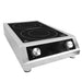 Stainless steel countertop induction hob with 2 cooking zones and control knobs view 3