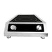 Stainless steel countertop induction hob with 2 cooking zones and control knobs view 2