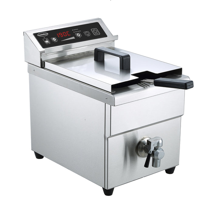 Stainless steel countertop electric induction fryer with single 8 litre basket
