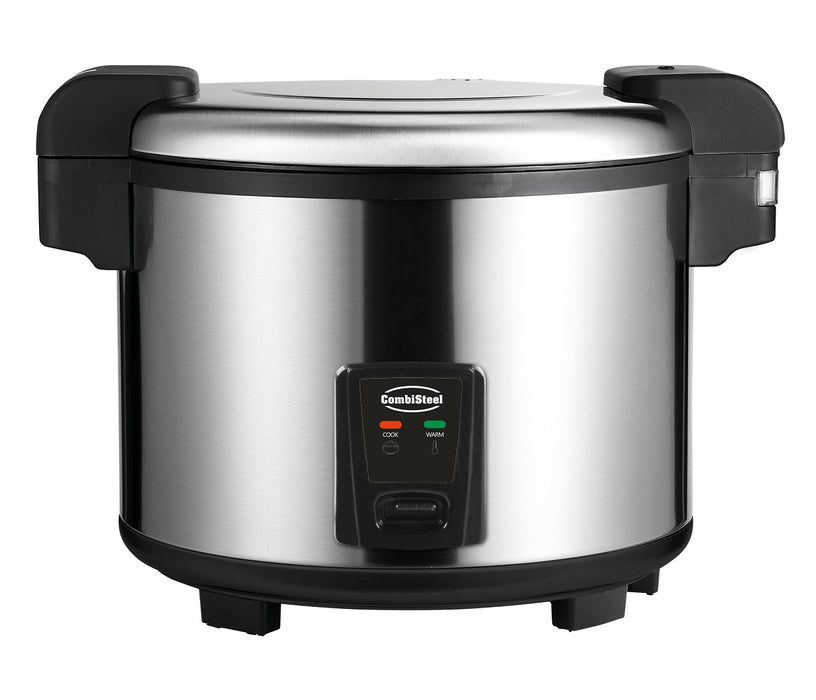 Combisteel RC-54 stainless steel tabletop rice cooker with serving spoon and measuring cup