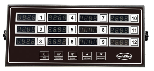 Stainless steel digital kitchen timer with 12 independent channels and digital display