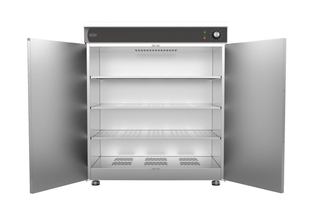 Combisteel stainless steel 2 door plate warmer with ventilated interior view 3