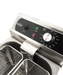 Stainless steel tabletop pasta cooker with four wire baskets, temperature control knob, drain valve view 5