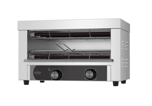 Stainless steel single level salamander toaster, compact tabletop design