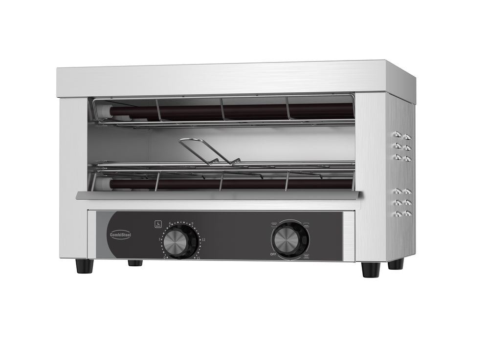 Stainless steel single level salamander toaster, compact tabletop design