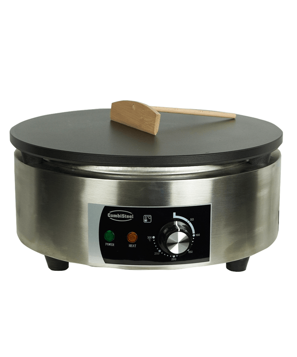 Stainless steel tabletop crêpe maker with 400mm diameter cast iron cooking plate view 5