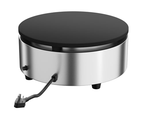 Stainless steel tabletop crêpe maker with 400mm diameter cast iron cooking plate view 2