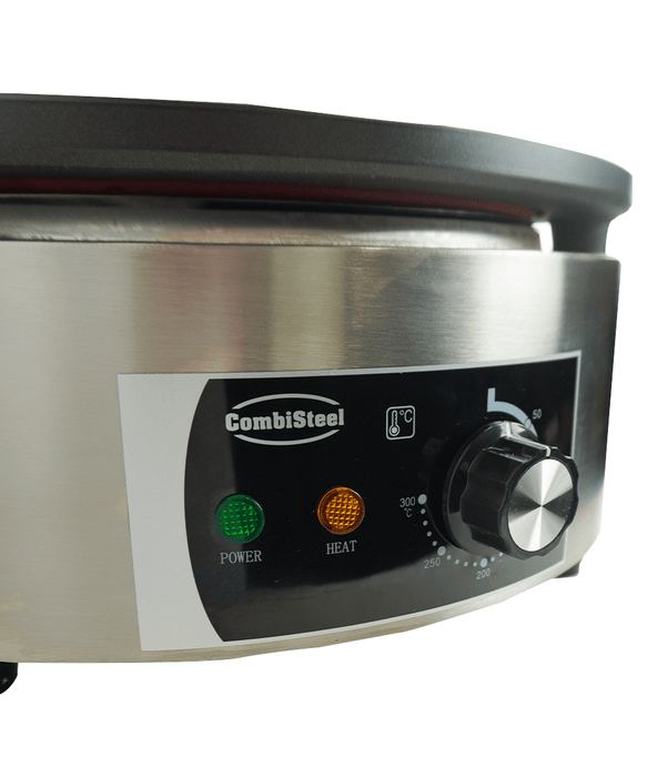 Stainless steel tabletop crêpe maker with 400mm diameter cast iron cooking plate view 7