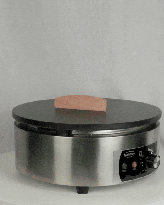 Stainless steel tabletop crêpe maker with 400mm diameter cast iron cooking plate view 4