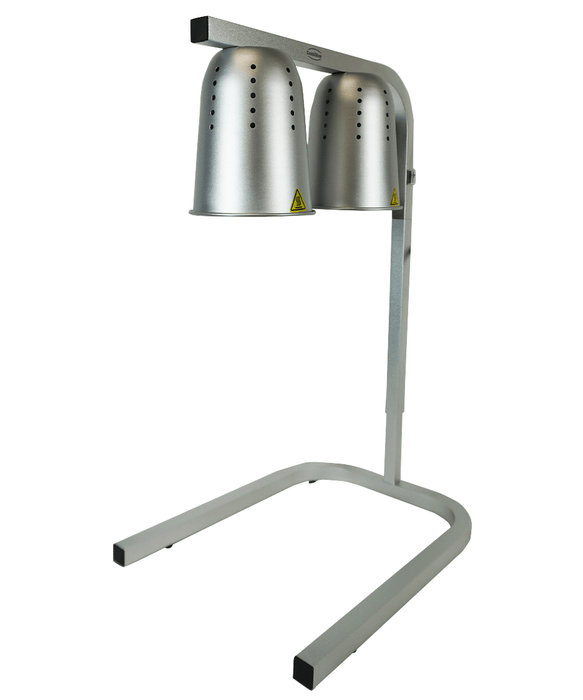 Silver aluminium telescopic heat lamp with adjustable height on white background view 4