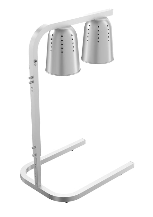 Silver aluminium telescopic heat lamp with adjustable height on white background view 2