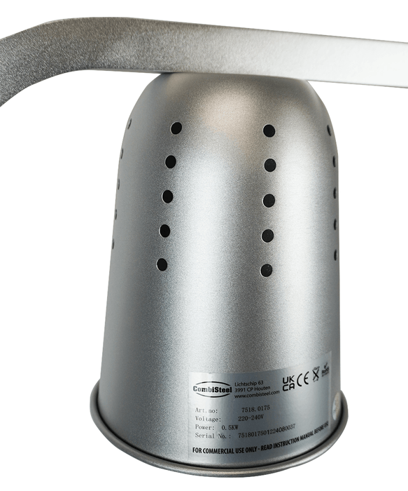 Silver aluminium telescopic heat lamp with adjustable height on white background view 7