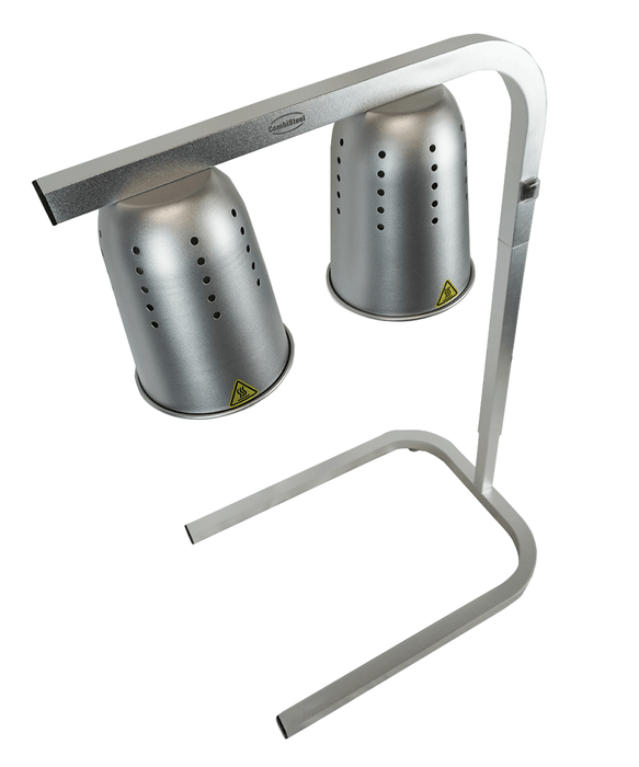 Silver aluminium telescopic heat lamp with adjustable height on white background view 6